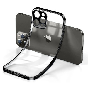 Etui JETech ochronne do iPhone 12 Pro przeźroczysty tył HD czarna ramka
