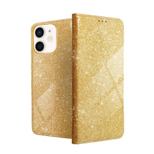 Etui do iPhone 12 Mini Gold Shining kabura, zamykane złote