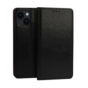Etui do iPhone 14 zamykane, eleganckie skórzane, czarne