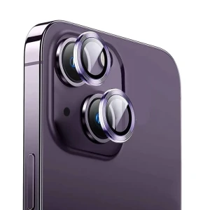 Metalowa osłona obiektywów szkło na aparat iPhone 14, głęboka purpura