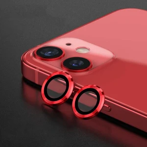 Metalowa osłona obiektywów szkło na aparat iPhone 12,czerwona