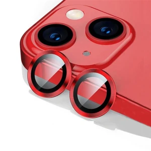 Metalowa osłona obiektywów szkło na aparat iPhone 13 Mini czerwona