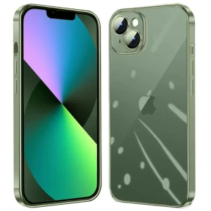 Etui do iPhone 13 Slim Protect Full Cover z osłoną kamery i obiektywów 9H, ciemnozielone