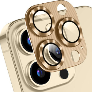 iPhone 14 Pro metalowa osłona na cały aparat, wbudowane szkła 9H, złota