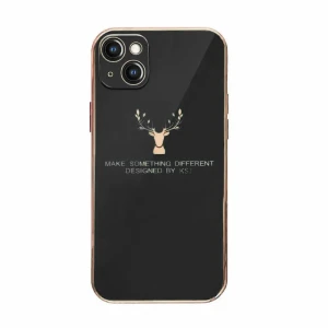 SURPHY do iPhone 13 Mini z nadrukiem, ze złotą ramką, czarne