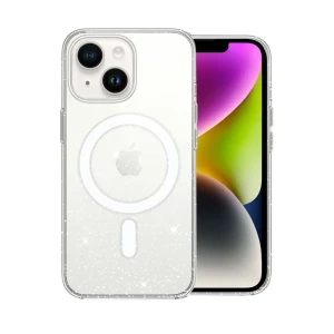 Etui do iPhone 14 z MagSafe, przeźroczyste, brokatowe