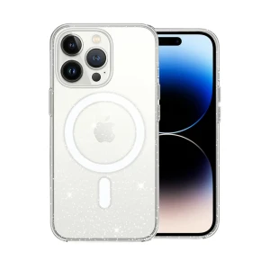 Etui do iPhone 14 Pro Max z Magsafe, przeźroczyste, brokatowe