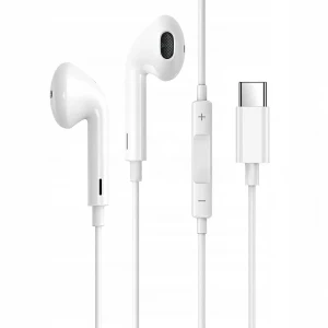 Słuchawki USB typ C do iPhone 15/16/17 (wszystkie modele) douszne, białe