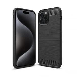 Etui do iPhone 15 Pro z karbonu, pancerne, czarne
