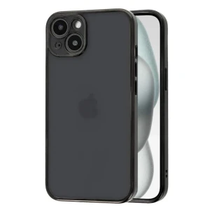 Etui do iPhone 15 Plus slim black z osłoną kamery, czarne grafitowe