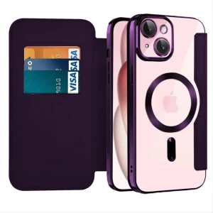 Etui do iPhone 15 Plus typu książka Book Magsafe Lens Protect, z klapką, głęboka purpura