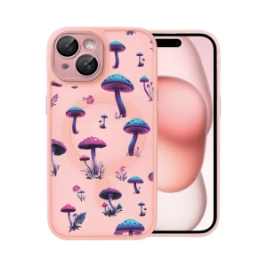 Etui do iPhone 15 Plus Color Flush z Magsafe, z osłoną aparatu, z nadrukiem magiczne grzybki, różowe