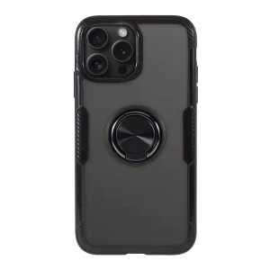 Etui do iPhone 15 Pro, Ring Armor pancerne hybrydowe etui pokrowiec + magnetyczny uchwyt, czarne