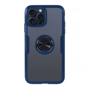 Etui do iPhone 15 Pro Max, Ring Armor pancerne hybrydowe etui pokrowiec + magnetyczny uchwyt, granatowe