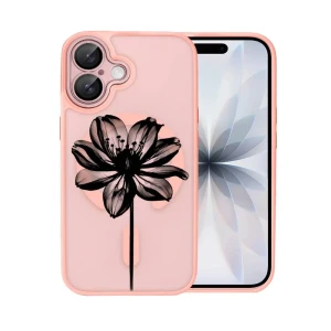 Etui do iPhone 17 Color Flush z MagSafe, z osłoną aparatu, czarny kwiat, różowe