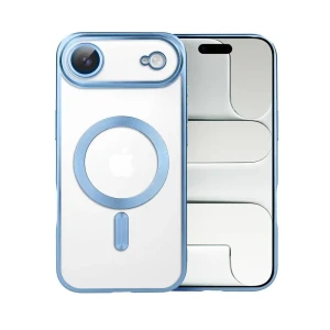 Etui do iPhone Air MagSafe Luxury Protect przeźroczyste, z osłoną aparatu, Titanium Finish, niebieskie