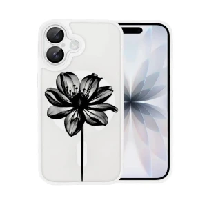 Etui do iPhone 17 Color Flush z MagSafe, z osłoną aparatu, czarny kwiat, białe