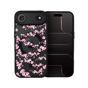 Etui do iPhone Air Color Flush z MagSafe, z osłoną aparatu, sakura kwiat wiśni, czarne