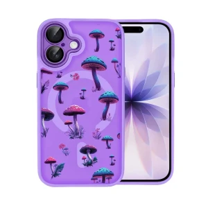 Etui do iPhone 17 Color Flush z MagSafe, z osłoną aparatu, magiczne grzybki, fioletowe