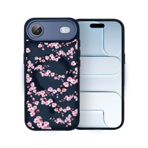 Etui do iPhone Air Color Flush z MagSafe, z osłoną aparatu, sakura kwiat wiśni, granatowe