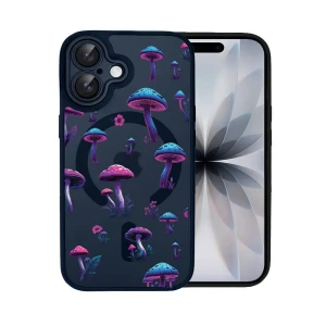 Etui do iPhone 17 Color Flush z MagSafe, z osłoną aparatu, magiczne grzybki, granatowe