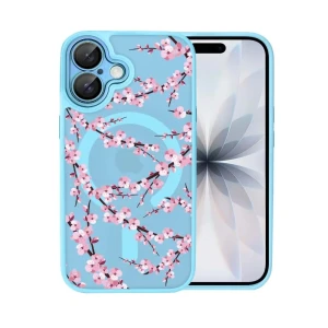 Etui do iPhone 17 Color Flush z MagSafe, z osłoną aparatu, sakura kwiat wiśni, niebieskie