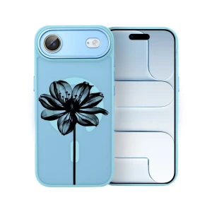 Etui do iPhone Air Color Flush z MagSafe, z osłoną aparatu, czarny kwiat, niebieskie