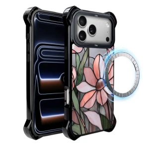 Etui do iPhone 17 Pro IBIZU DropGuard Ultra z MagSafe, Barwy szkła, Różowa magnolia