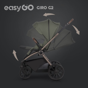 EasyGo Giro G2 Khaki Wózek 2w1 wielofunkcyjny od narodzin z długą gondolą