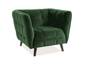 Fotel do salonu CASTELLO 1 VELVET zielony/venge