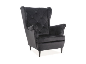 Fotel uszak LADY velvet czarny
