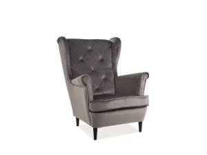 Fotel uszak LADY velvet szary