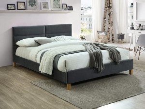 Łóżko tapicerowane SIERRA VELVET 160x200 szare Signal