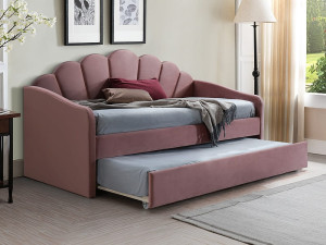 Łóżko tapicerowane BELLA VELVET 90x200 antyczny róż wysuwane