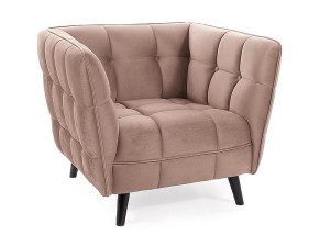 Fotel tapicerowany CASTELLO 1 VELVET ciemno beżowy/wenge