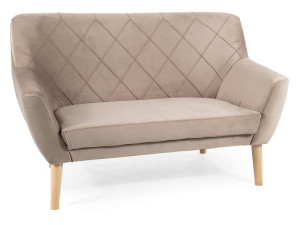 Sofa do salonu KIER 2 VELVET ciemno beżowa/buk