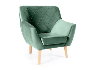 Fotel do salonu KIER 1 VELVET zielony/buk