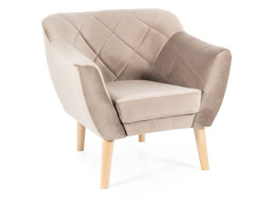 Fotel do salonu KARO 1 VELVET ciemno beżowy/buk