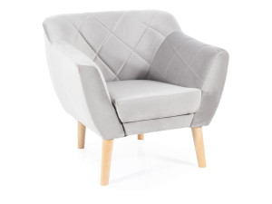 Fotel do salonu KARO 1 VELVET jasno szary/buk