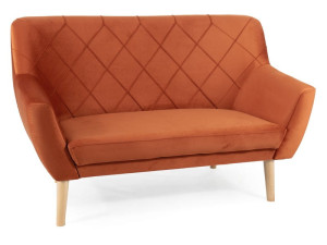 Sofa do salonu KIER 2 VELVET cynamonowa/buk