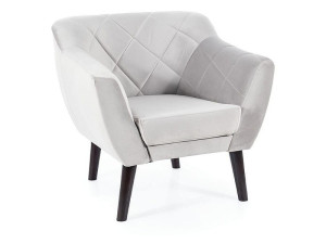 Fotel do salonu KARO 1 VELVET jasno szary/wenge