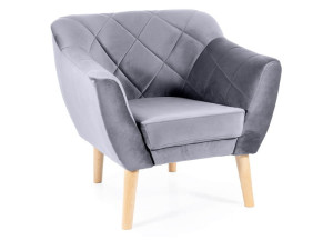 Fotel do salonu KARO 1 VELVET szary/buk