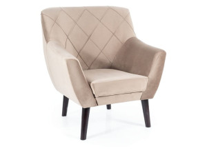Fotel do salonu KIER 1 VELVET ciemno beżowy/wenge