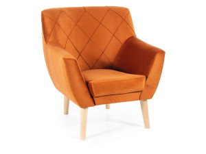 Fotel do salonu welurowy KIER 1 VELVET cynamonowy/buk
