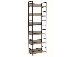 Regał 6 półek na książki RAW R6 dąb/czarny loftowy