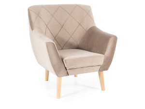 Fotel welurowy do salonu KIER 1 VELVET ciemno beżowy/buk
