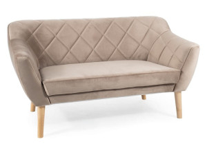 Sofa do salonu KARO 2 VELVET ciemno beżowa/buk