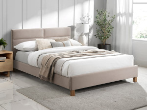 Łóżko tapicerowane SIERRA VELVET 140x200 beżowe
