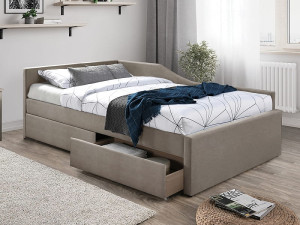 Łóżko z szufladami ELIOT VELVET 120x200 ciemny beż