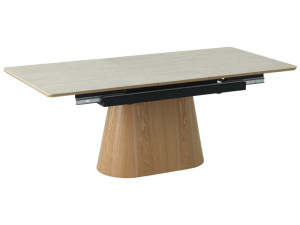 Stół rozkładany 160(200)X90 MONACO ceramika beż travertine/dąb Signal